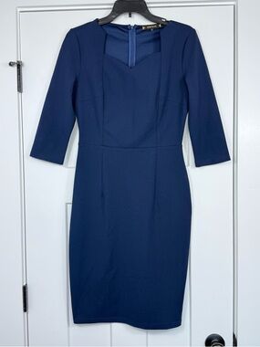 Miusol Sweetheart Neck 3/4 Sleeve Navy Sheath Dress Women’s Size Medium